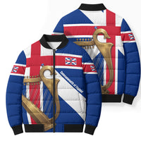 Commonwealth Of England Flag Golden Harp Bomber Puffer Jacket Historical British Heritage