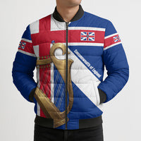 Commonwealth Of England Flag Golden Harp Bomber Puffer Jacket Historical British Heritage