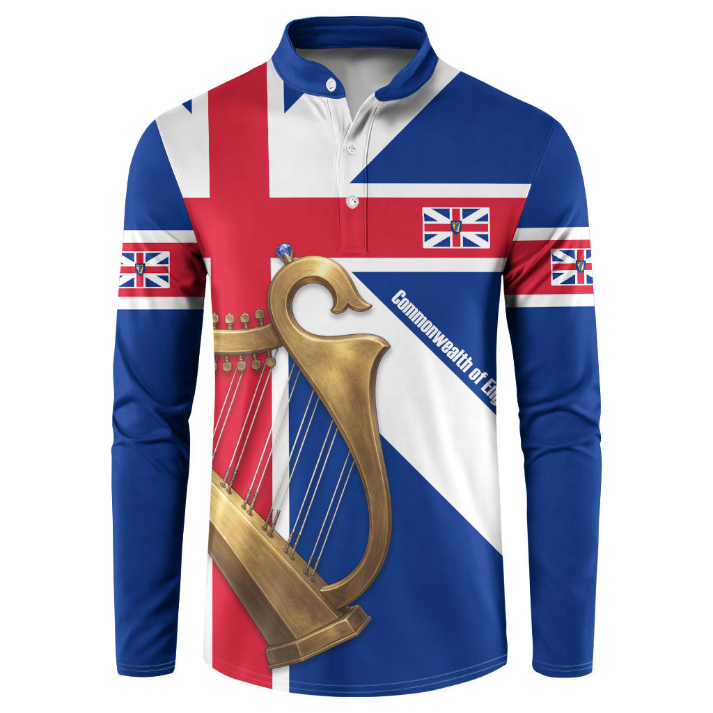 Commonwealth Of England Flag Golden Harp Button Sweatshirt Historical British Heritage