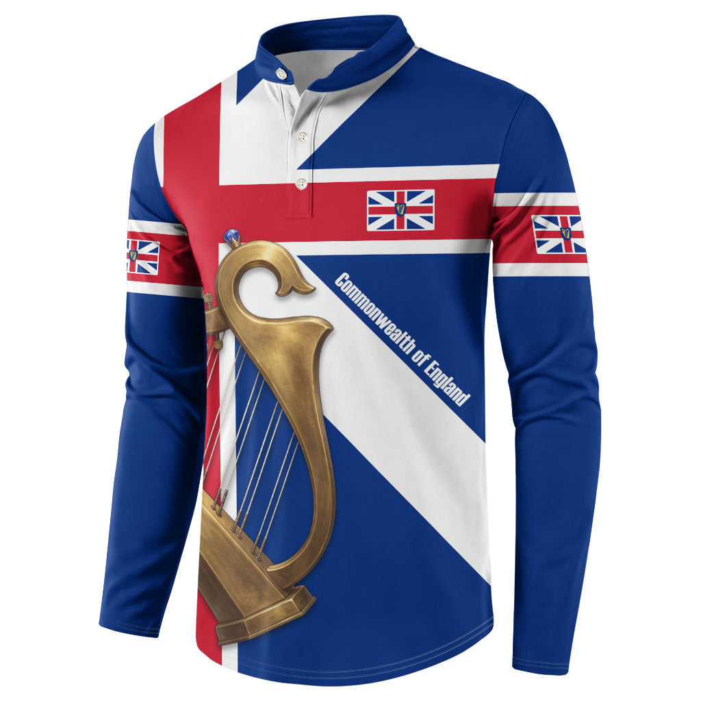 Commonwealth Of England Flag Golden Harp Button Sweatshirt Historical British Heritage