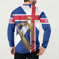 Commonwealth Of England Flag Golden Harp Button Sweatshirt Historical British Heritage