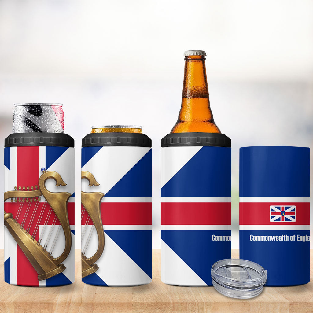Commonwealth Of England Flag Golden Harp 4 in 1 Can Cooler Tumbler Historical British Heritage