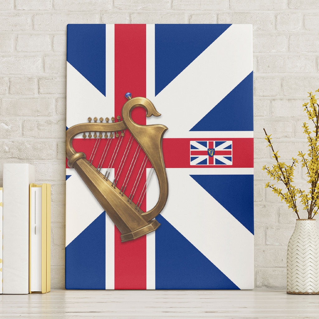 Commonwealth Of England Flag Golden Harp Canvas Wall Art Historical British Heritage