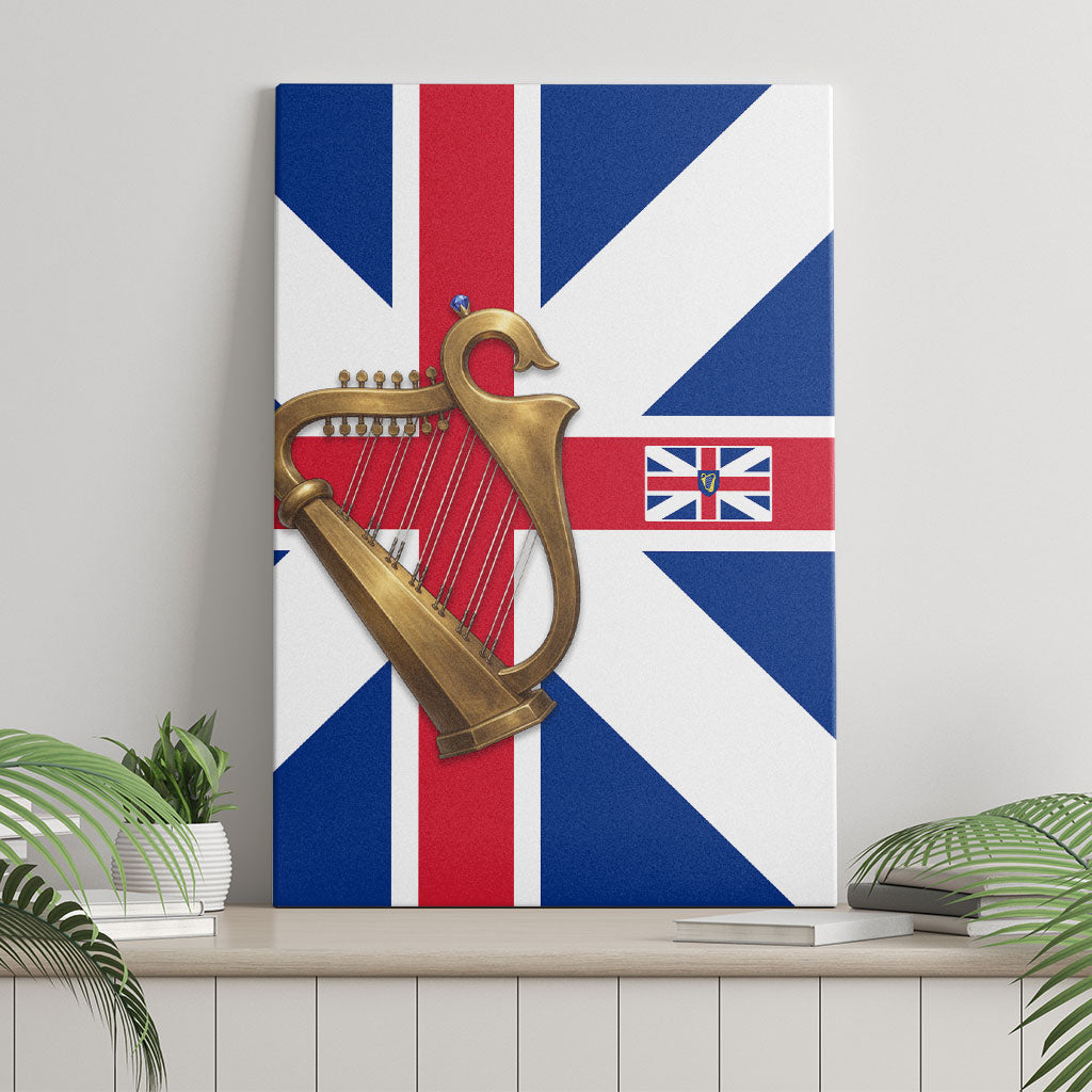 Commonwealth Of England Flag Golden Harp Canvas Wall Art Historical British Heritage