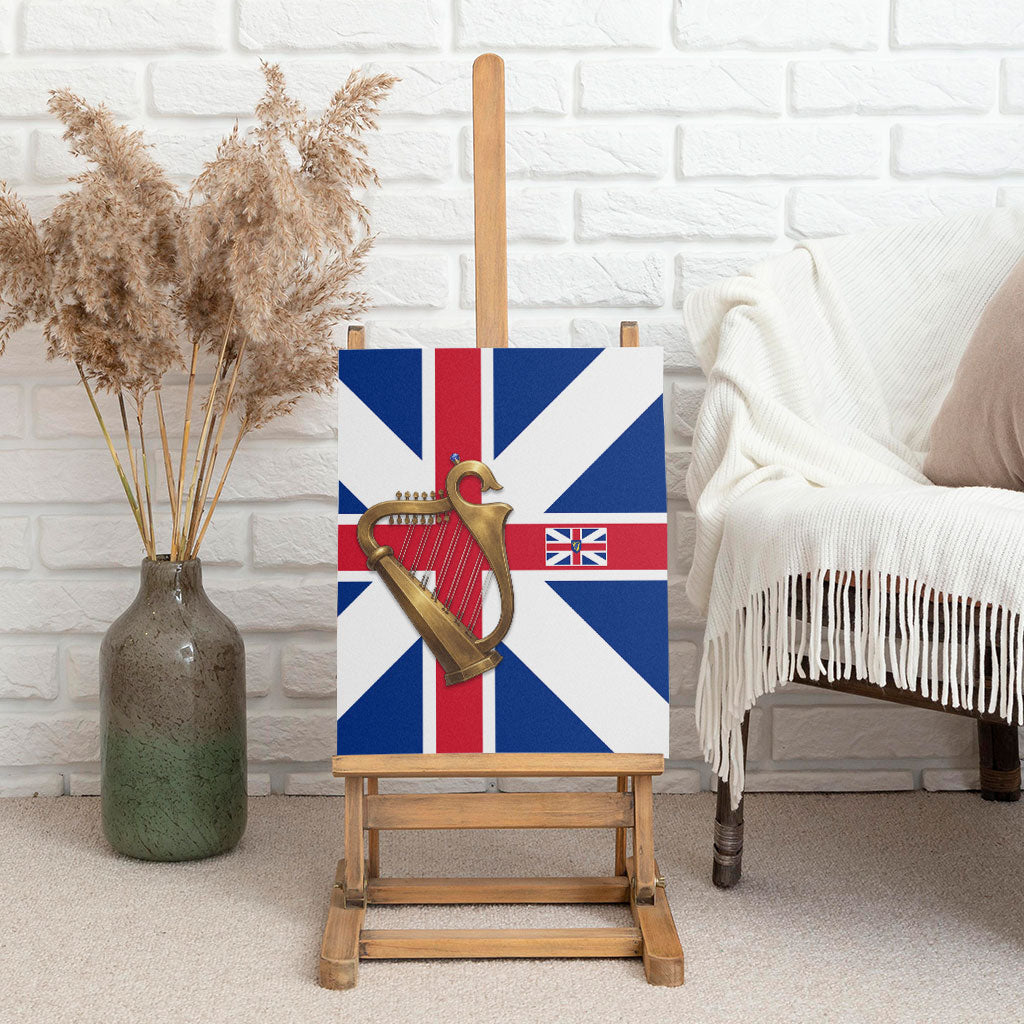 Commonwealth Of England Flag Golden Harp Canvas Wall Art Historical British Heritage