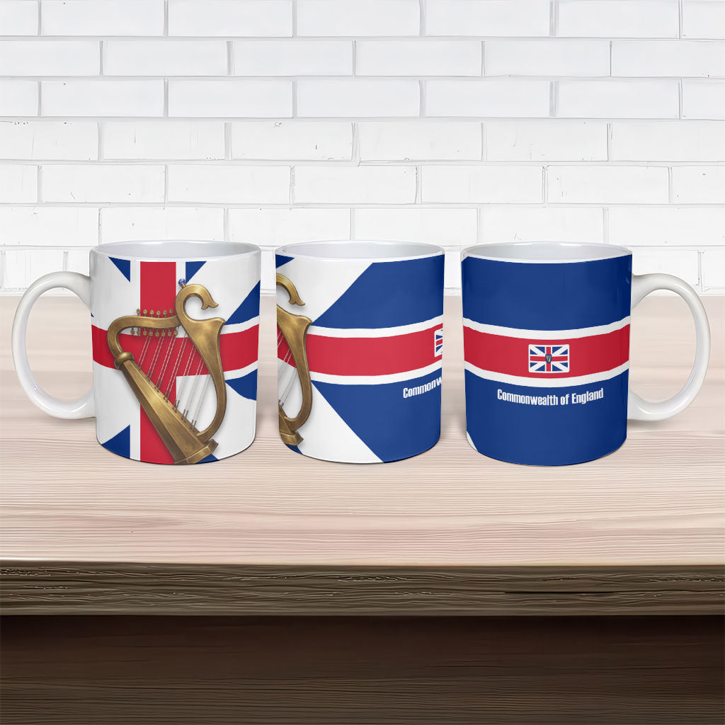 Commonwealth Of England Flag Golden Harp Ceramic Mug Historical British Heritage