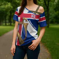 Commonwealth Of England Flag Golden Harp Cross Shoulder Shirt Historical British Heritage
