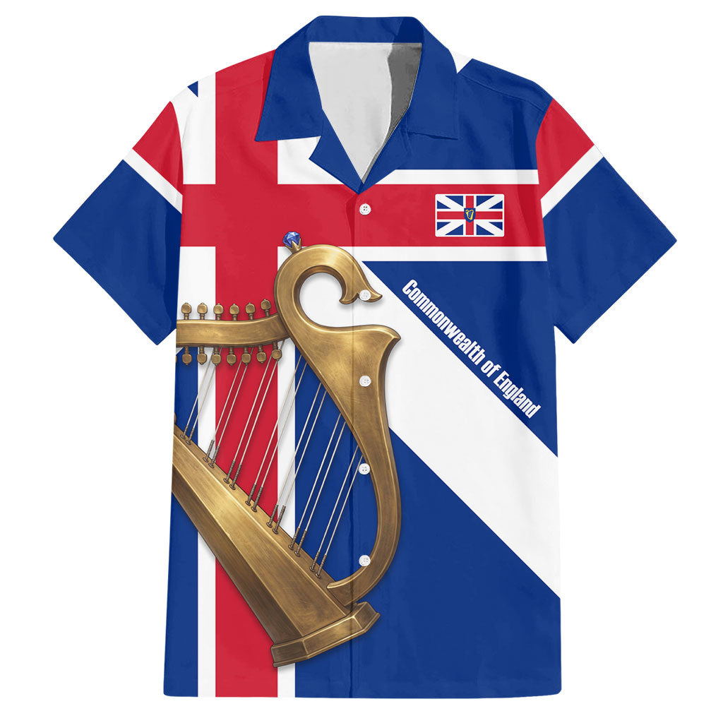 Commonwealth Of England Flag Golden Harp Hawaiian Shirt Historical British Heritage