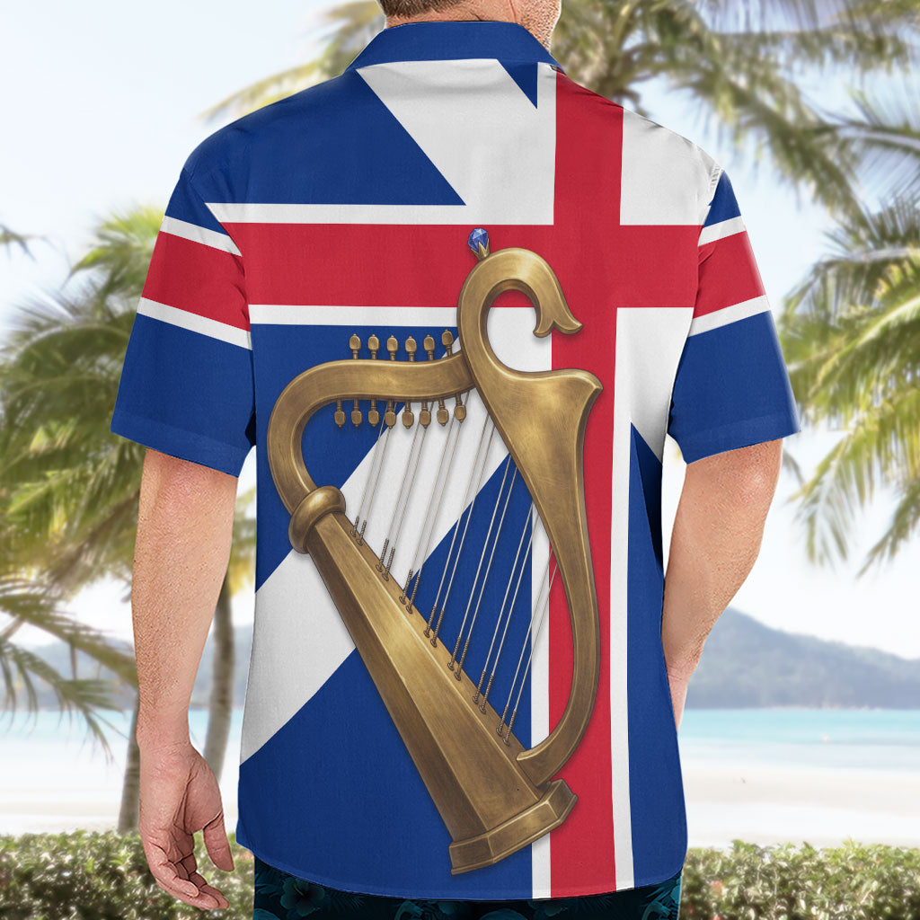 Commonwealth Of England Flag Golden Harp Hawaiian Shirt Historical British Heritage