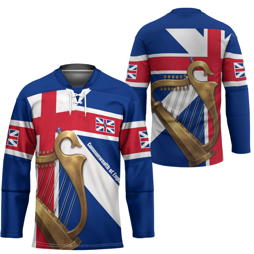 Commonwealth Of England Flag Golden Harp Hockey Jersey Historical British Heritage