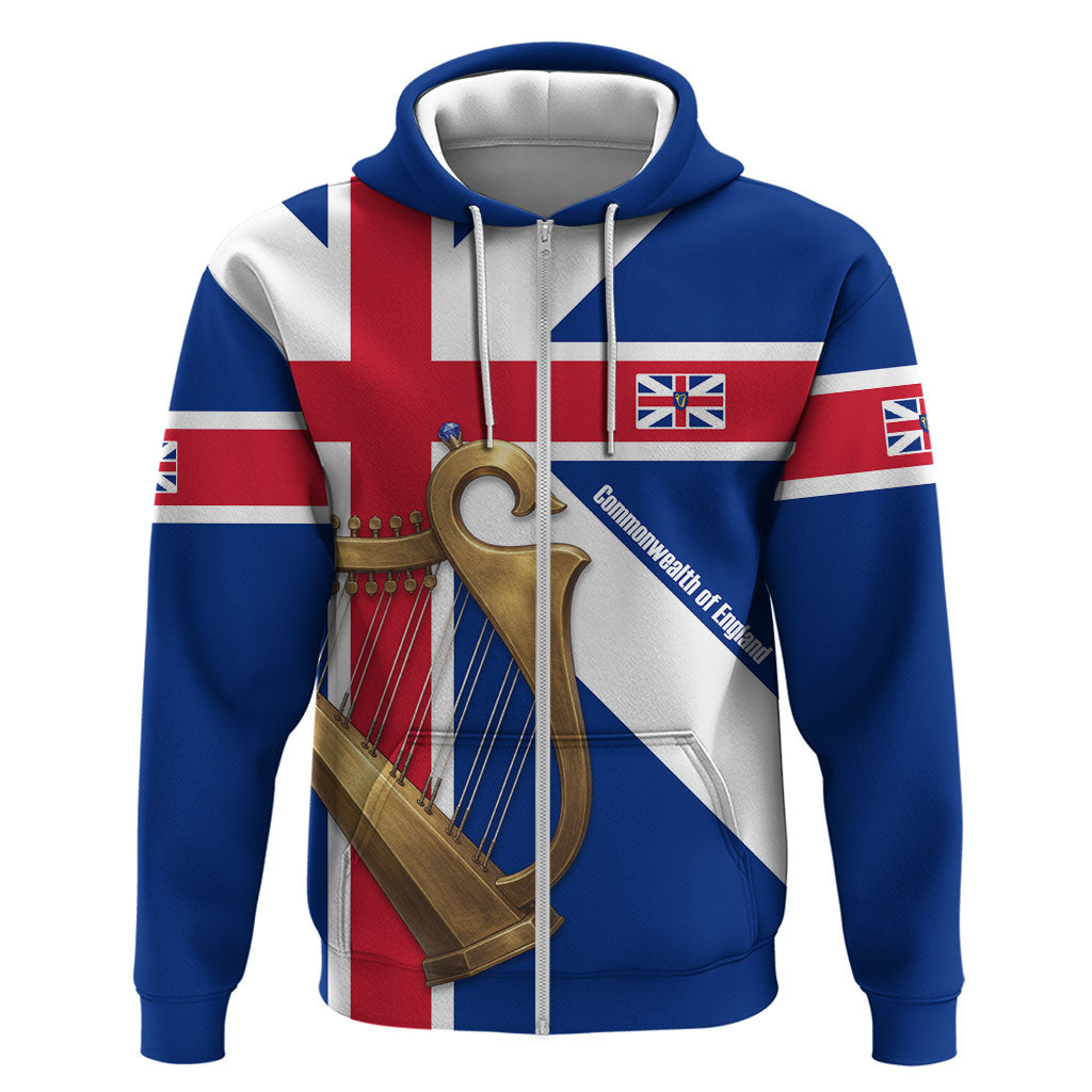 Commonwealth Of England Flag Golden Harp Hoodie Historical British Heritage