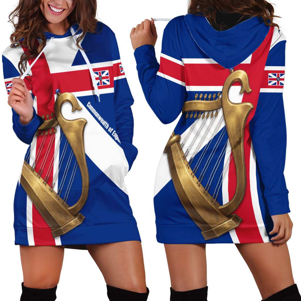 Commonwealth Of England Flag Golden Harp Hoodie Dress Historical British Heritage