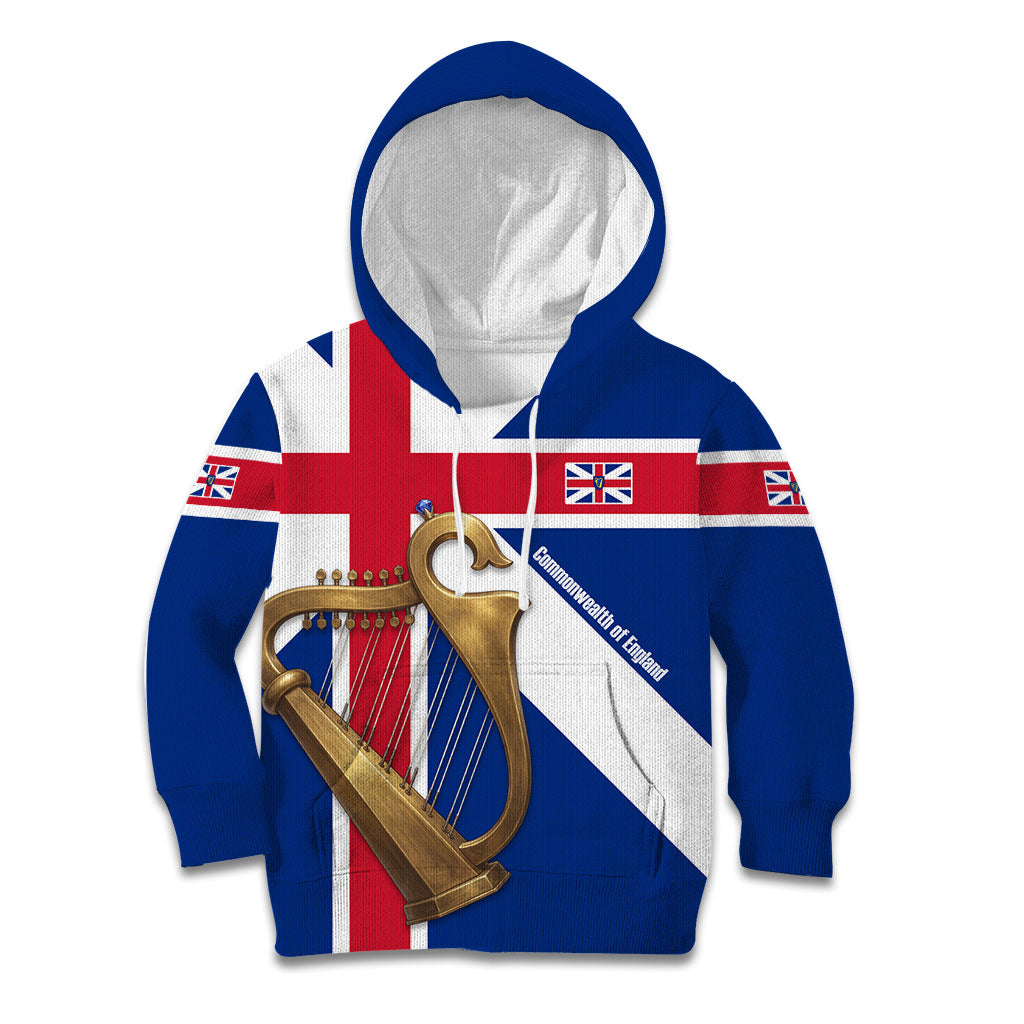 Commonwealth Of England Flag Golden Harp Kid Hoodie Historical British Heritage