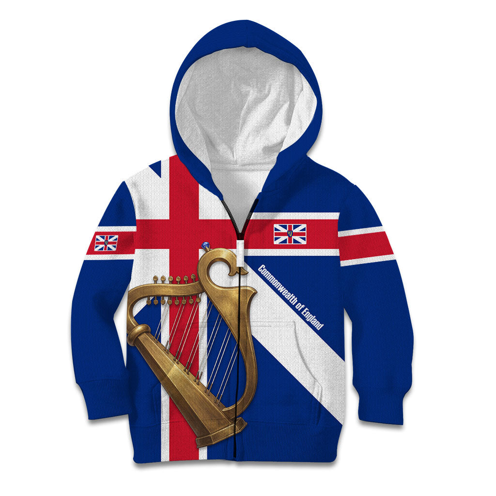 Commonwealth Of England Flag Golden Harp Kid Hoodie Historical British Heritage