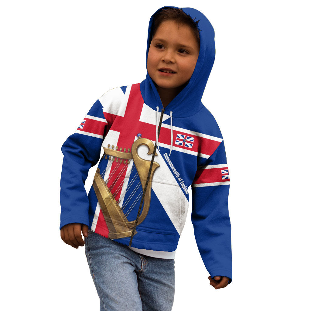 Commonwealth Of England Flag Golden Harp Kid Hoodie Historical British Heritage
