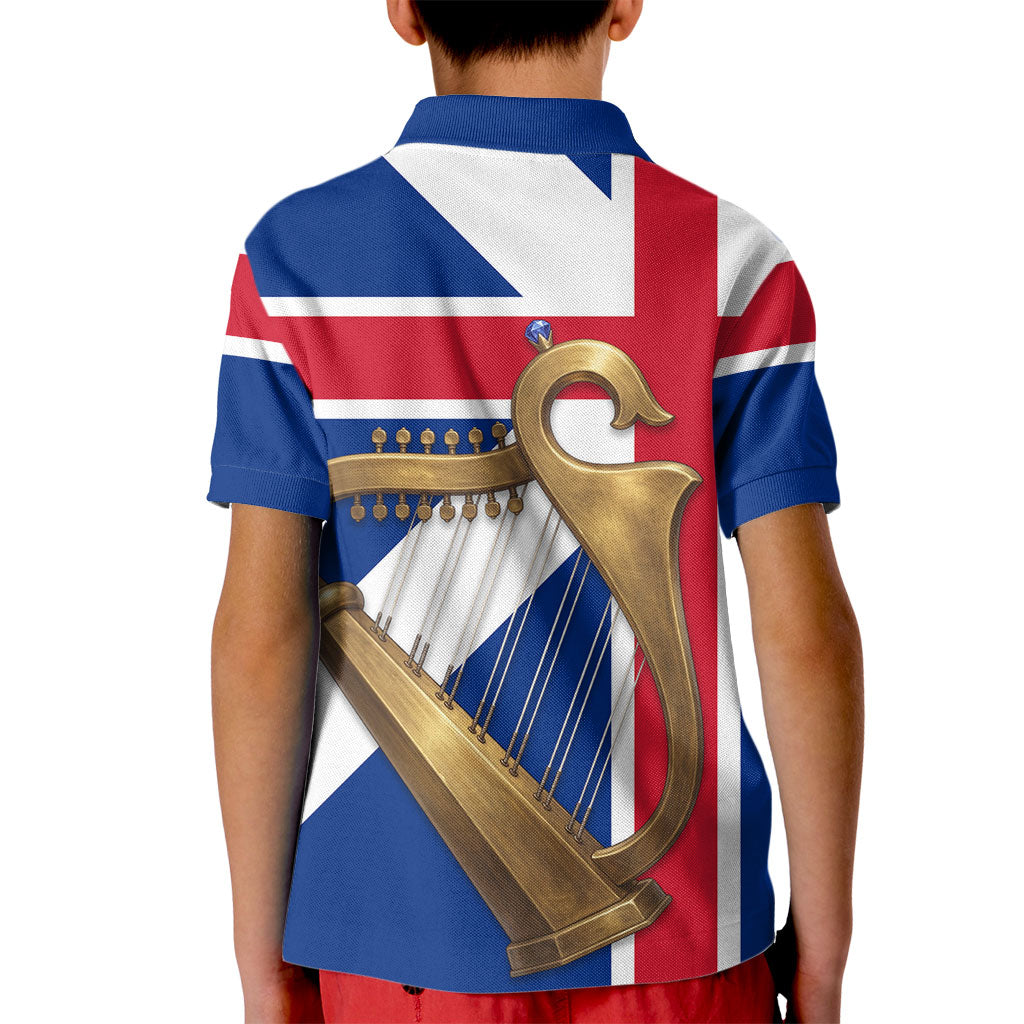 Commonwealth Of England Flag Golden Harp Kid Polo Shirt Historical British Heritage