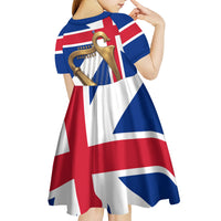 Commonwealth Of England Flag Golden Harp Kid Short Sleeve Dress Historical British Heritage