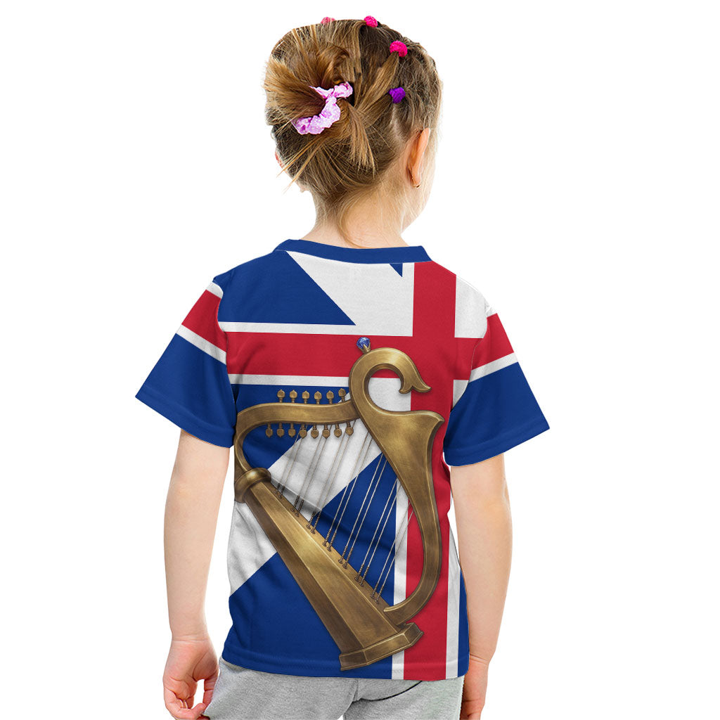 Commonwealth Of England Flag Golden Harp Kid T Shirt Historical British Heritage