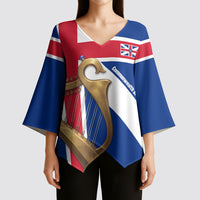 Commonwealth Of England Flag Golden Harp Kimono Sleeve Blouse Historical British Heritage