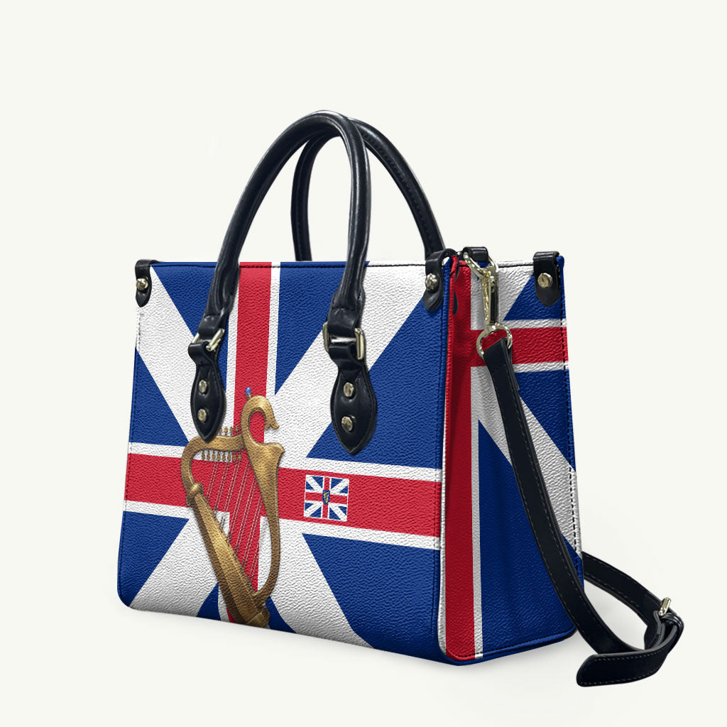 Commonwealth Of England Flag Golden Harp Leather Bag Historical British Heritage