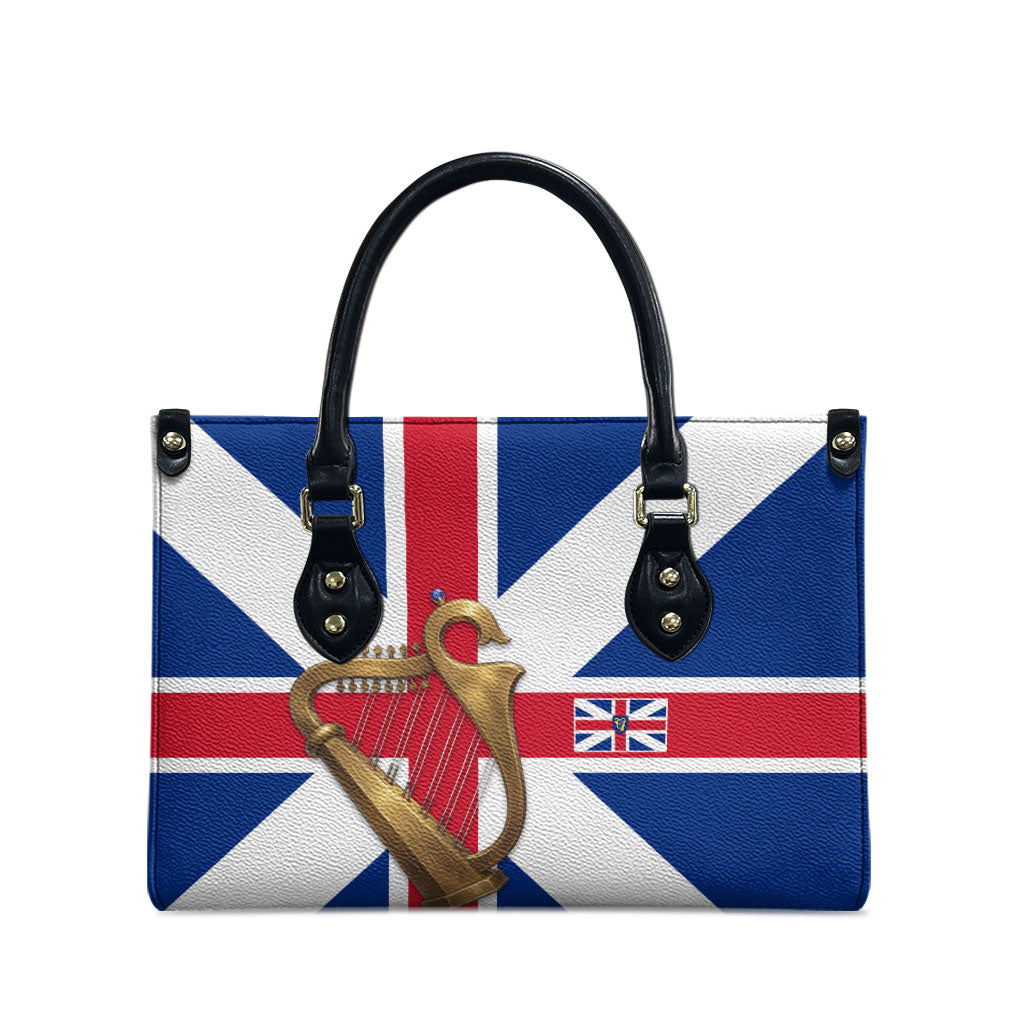 Commonwealth Of England Flag Golden Harp Leather Bag Historical British Heritage