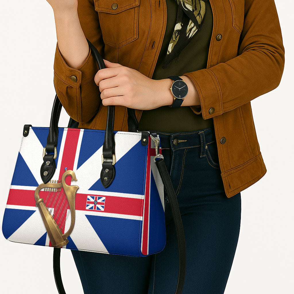 Commonwealth Of England Flag Golden Harp Leather Bag Historical British Heritage