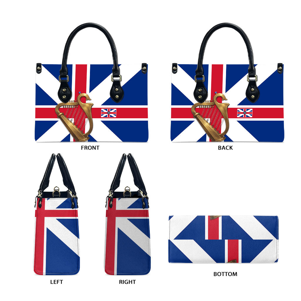 Commonwealth Of England Flag Golden Harp Leather Bag Historical British Heritage
