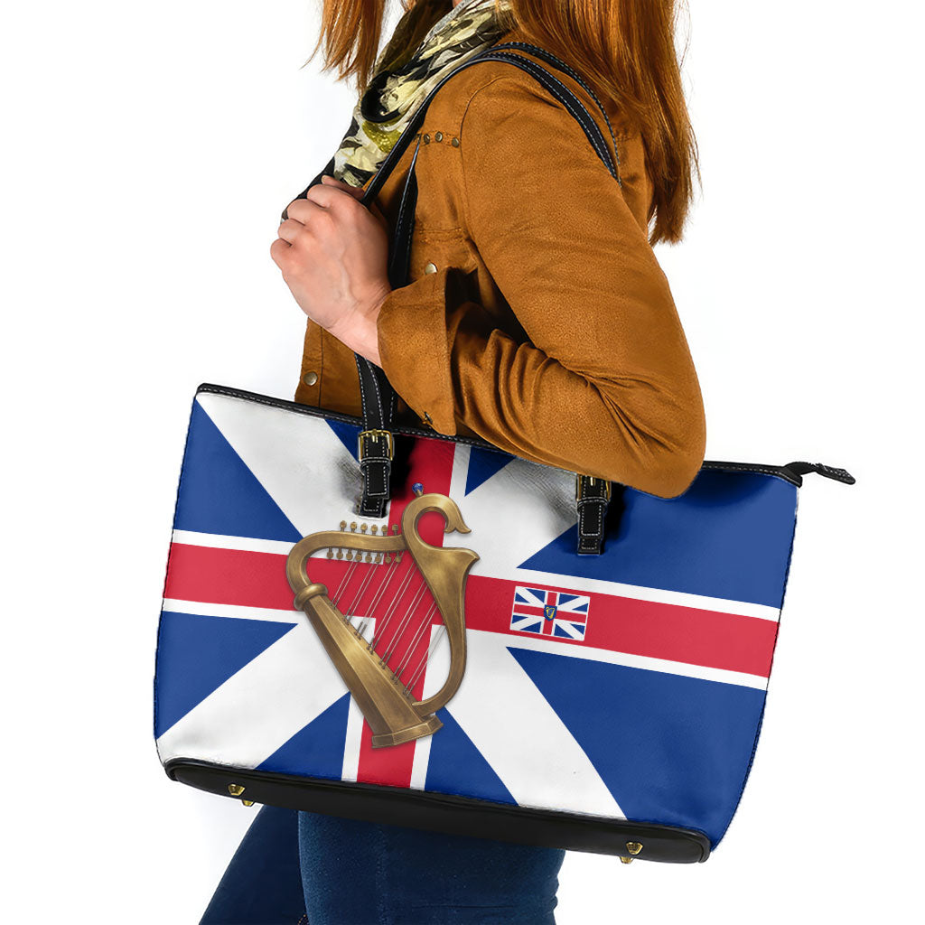 Commonwealth Of England Flag Golden Harp Leather Tote Bag Historical British Heritage