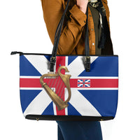 Commonwealth Of England Flag Golden Harp Leather Tote Bag Historical British Heritage