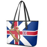 Commonwealth Of England Flag Golden Harp Leather Tote Bag Historical British Heritage