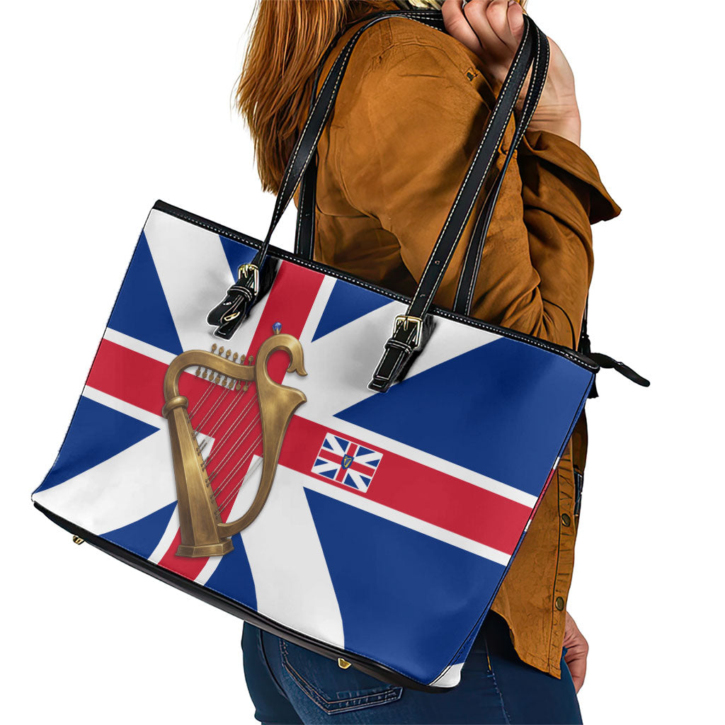 Commonwealth Of England Flag Golden Harp Leather Tote Bag Historical British Heritage