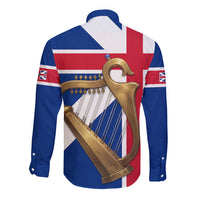 Commonwealth Of England Flag Golden Harp Long Sleeve Button Shirt Historical British Heritage