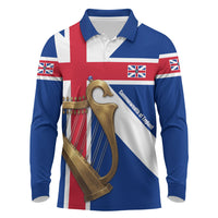 Commonwealth Of England Flag Golden Harp Long Sleeve Polo Shirt Historical British Heritage