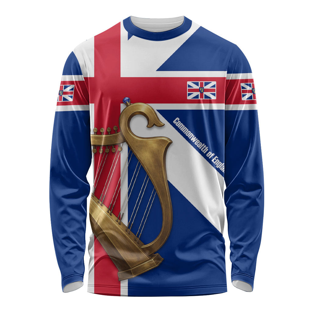 Commonwealth Of England Flag Golden Harp Long Sleeve Shirt Historical British Heritage