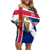 Commonwealth Of England Flag Golden Harp Off Shoulder Short Dress Historical British Heritage