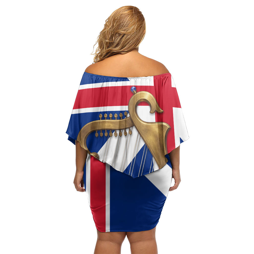 Commonwealth Of England Flag Golden Harp Off Shoulder Short Dress Historical British Heritage