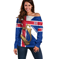 Commonwealth Of England Flag Golden Harp Off Shoulder Sweater Historical British Heritage