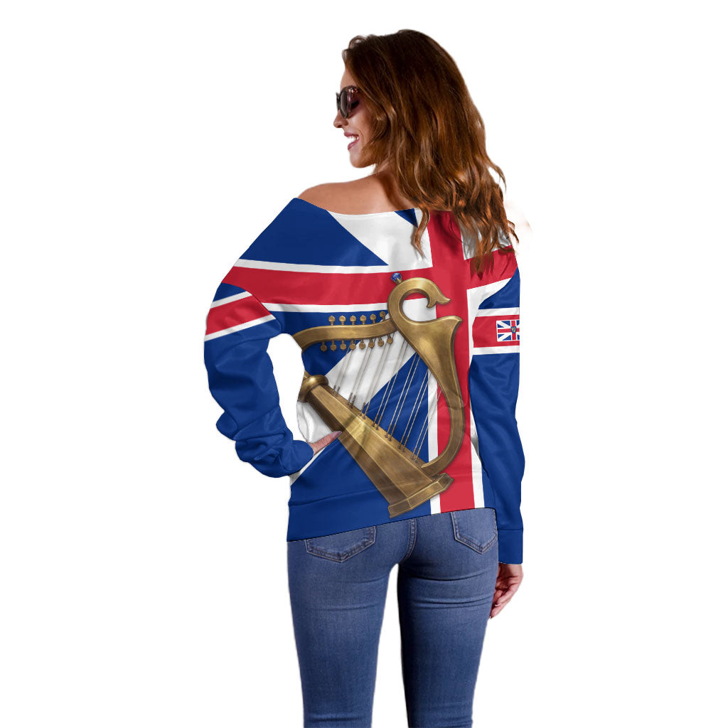 Commonwealth Of England Flag Golden Harp Off Shoulder Sweater Historical British Heritage
