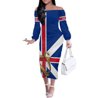 Commonwealth Of England Flag Golden Harp Off The Shoulder Long Sleeve Dress Historical British Heritage