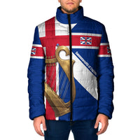 Commonwealth Of England Flag Golden Harp Padded Jacket Historical British Heritage