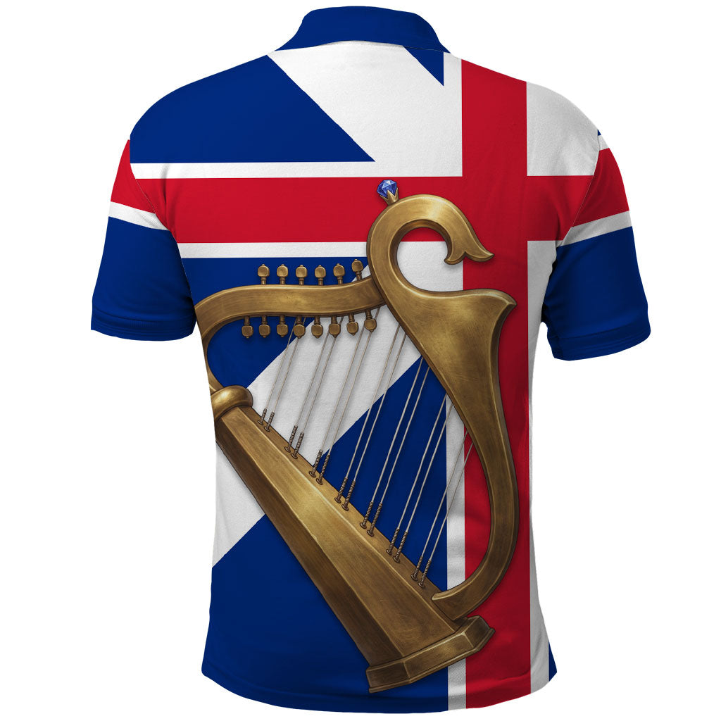 Commonwealth Of England Flag Golden Harp Polo Shirt Historical British Heritage