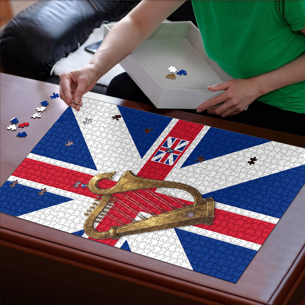Commonwealth Of England Flag Golden Harp Puzzle Historical British Heritage