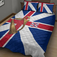 Commonwealth Of England Flag Golden Harp Quilt Bed Set Historical British Heritage