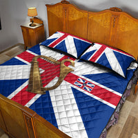 Commonwealth Of England Flag Golden Harp Quilt Bed Set Historical British Heritage