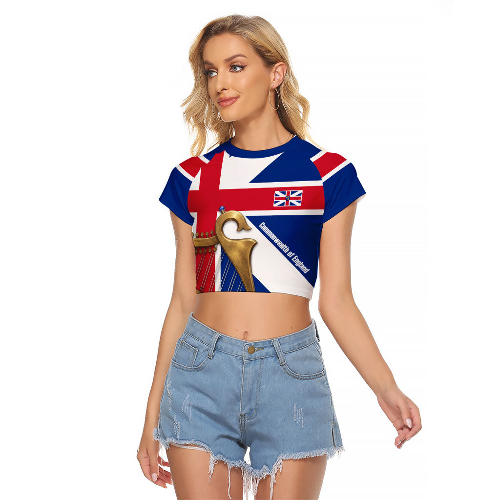 Commonwealth Of England Flag Golden Harp Raglan Cropped T Shirt Historical British Heritage