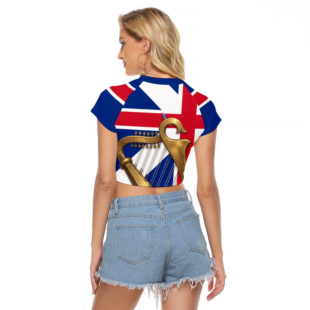 Commonwealth Of England Flag Golden Harp Raglan Cropped T Shirt Historical British Heritage