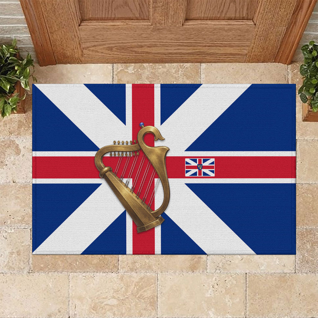 Commonwealth Of England Flag Golden Harp Rubber Doormat Historical British Heritage
