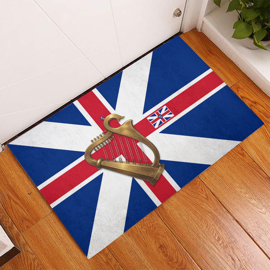 Commonwealth Of England Flag Golden Harp Rubber Doormat Historical British Heritage