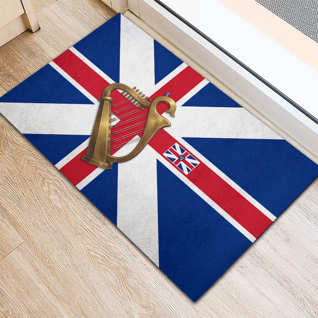 Commonwealth Of England Flag Golden Harp Rubber Doormat Historical British Heritage