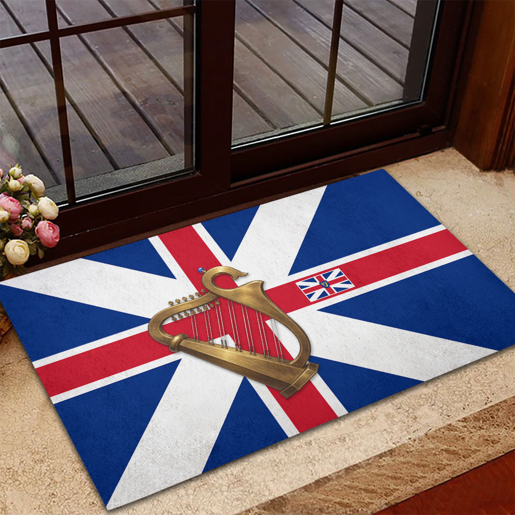 Commonwealth Of England Flag Golden Harp Rubber Doormat Historical British Heritage